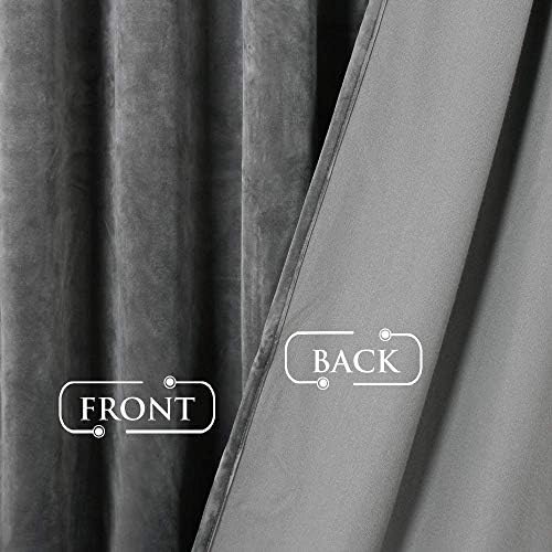Cortinas de veludo cinza de Stangh para sala de estar - 96 polegadas de longa luz bloqueando painéis de cortina de