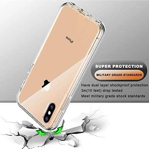 CoolQo Compatível para iPhone XS Max Case de 6,5 polegadas, com [2 x Protetor de tela de vidro temperado] CLEAR 360 Cobertura de corpo