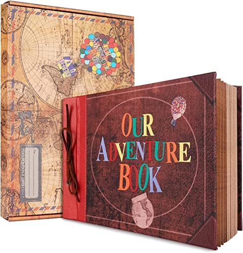 Nosso livro de aventura 11,9 x 7,6 polegadas 80 páginas Álbum de fotos de álbum de recortes, 3D RETRO LETTRO DE CAPARO DO