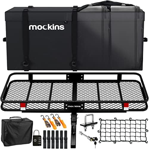 Mockins 60x24x6 xl portador de carga dobrável Hitch Mount Mount 500lb Capacidade Rack de engate e alças de bolsa de carga