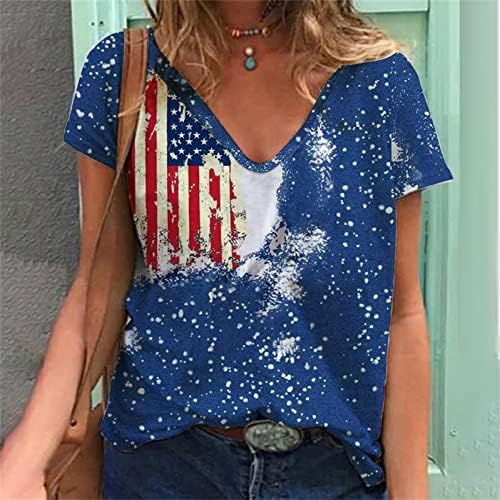 4 de julho camisa camisa feminina bandeira americana camisetas de manga curta Tops Tops Summer Casual Tunic Loose Fit Tee Bloups