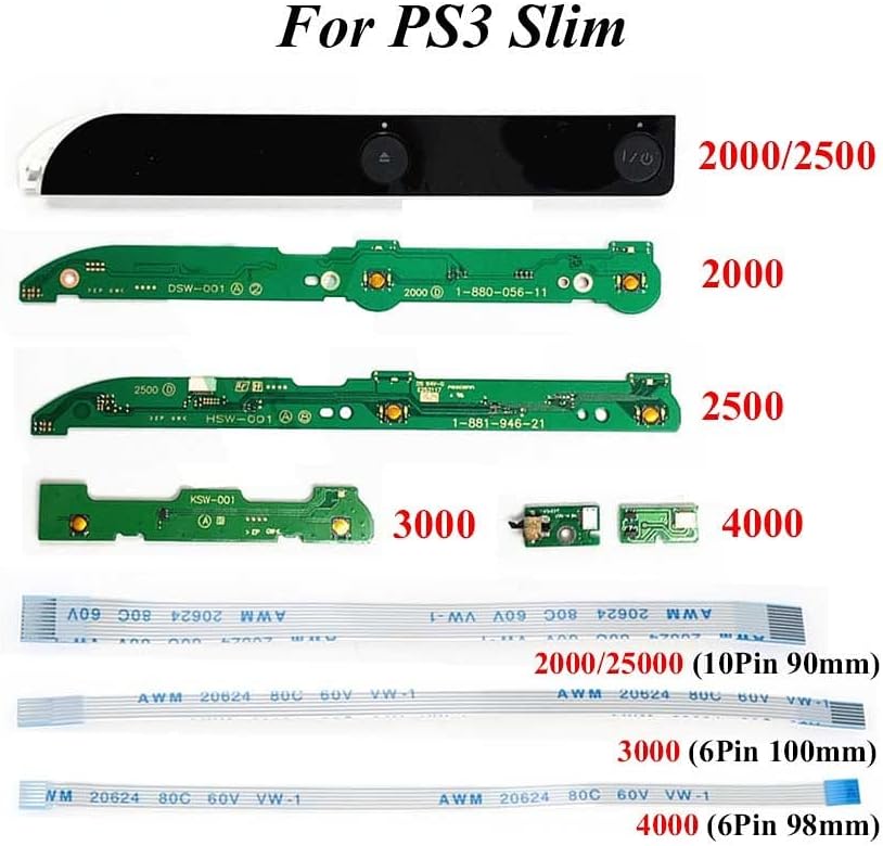 Placa de interruptor de botão liga / desliga com cabo de fita para SPLAYSTATION3 PS3 2000 2500 3000 4000 Super Slim Power Button PCB Reparo Peças de reparo