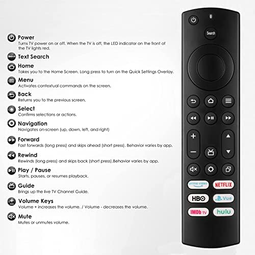 Controle remoto de substituição universal Compatível para todas as Toshiba Fire TV e Insignia Fire TV/Smart TV Edition.