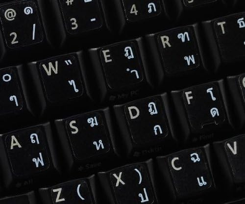 Adesivos de teclado tailandês de 4keyboard com letras brancas em fundo transparente