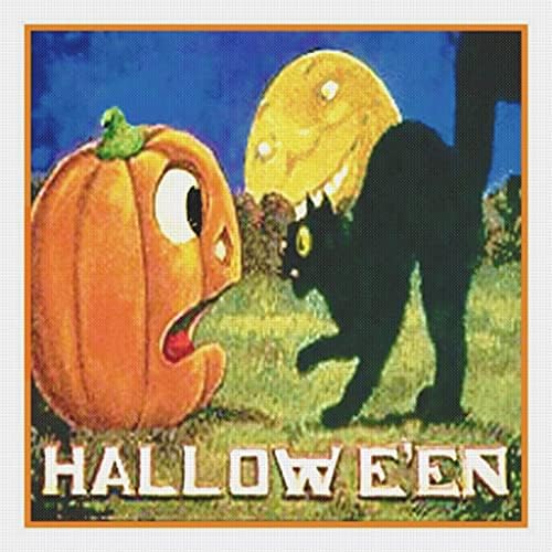 Orenco Originals Halloween Pumpkin Cat Moon 14 Count - Padrões de ponto cruzado contados