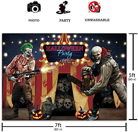 Funnytree 7x5ft Halloween Horror Circus Party Beddrop palhaços assustadores palhaços fotográficos Antecedente