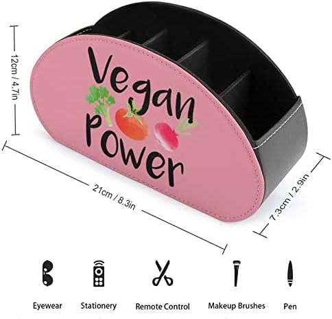 Power vegan Power Remote TV Controle PU Organizador da caixa de armazenamento de couro com 5 compartimentos para quarto de mesa