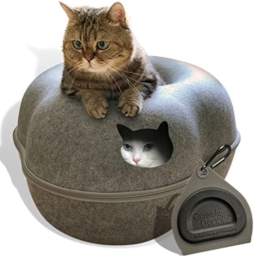Cassiedonnie Premium Cat Bed Cave Tunnel Hiding Track para gatos internos Removendo de pêlos reutilizáveis ​​detalhamento automático