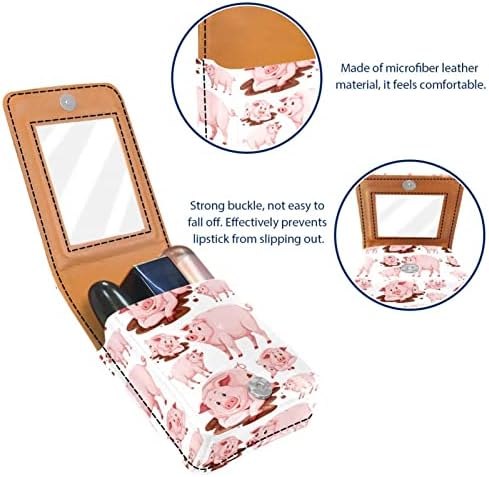 Porco Animal portátil Mini maquiagem batom de batom -chave Caso de viagem pu Pouch Lip Lip Gloss for Women Girls