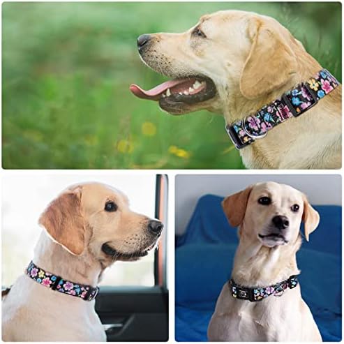 Colar de cachorro floral com fivela ajustável de design especial de design especial, colares de poliéster resistentes para