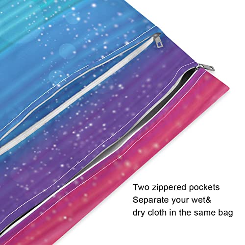 Kigai 2pcs colorida faixa de arco -íris saco molhado para fraldas de pano bolsa de banho à prova d'água com pulseira de punho para