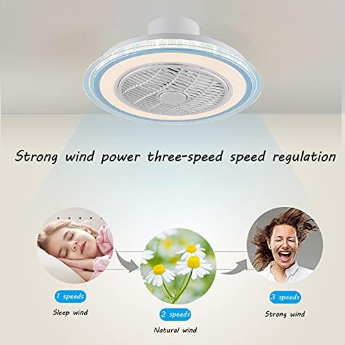 Cutyz LED Film com luz de teto e controle remoto silencioso 3 velocidades de quarto de ventilador de ventilador de ventilador