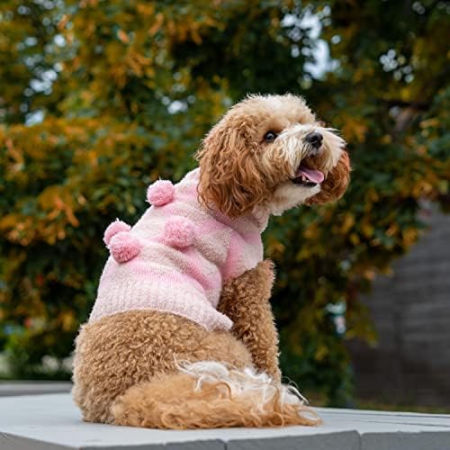 Christian Siriano New York Pink Diamond Pom Sweater para cães, M