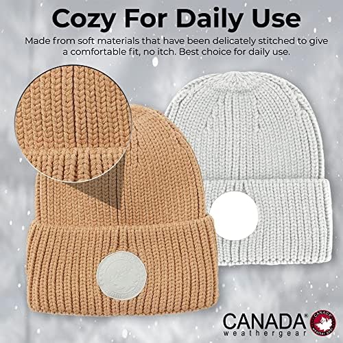 Chapéu de malha de engrenagem climática do Canadá - chapéu de gorro de inverno único - Logo suave e quente logotipo vermelho chapéu