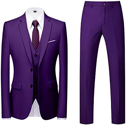 Ternos masculinos de 3 peças Slim Fit Jacket Colet & calça conjuntos
