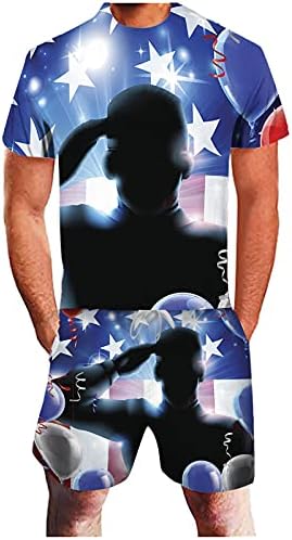 Mens Hawaiian Sets Day Suit American Summer Summer Independence Flag Printing 3D Men's Men Suits & Sets