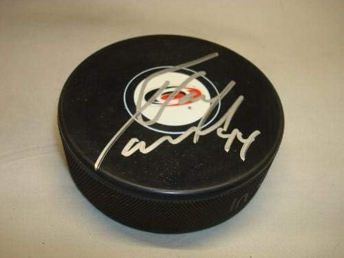 Jay Harrison assinou o carolina Hurricanes Hockey Puck autografado 1b - Pucks autografados da NHL