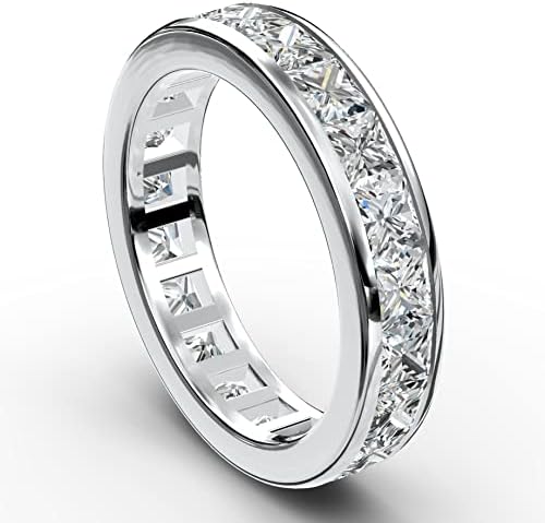 3,15 Bandas de eternidade de caráte para mulheres GRA Certificadas, prata esterlina com 18k de anéis de diamante de