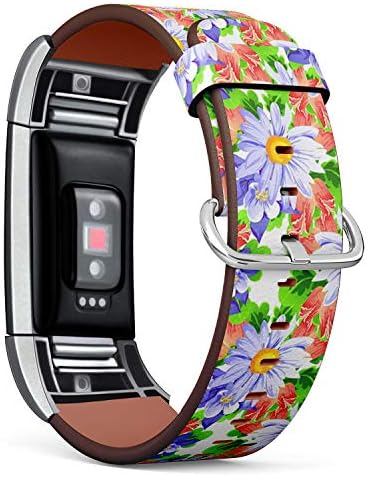 Compatível com Fitbit Charge 2 - pulseira de pulseira de couro substituta pulseira de faixa de relógio para homens e mulheres - elegância floral