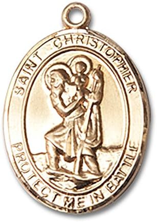 Jóias Bonyak 14kt Medalha de ouro amarelo St. Christopher 3/4 x 1/2 polegadas