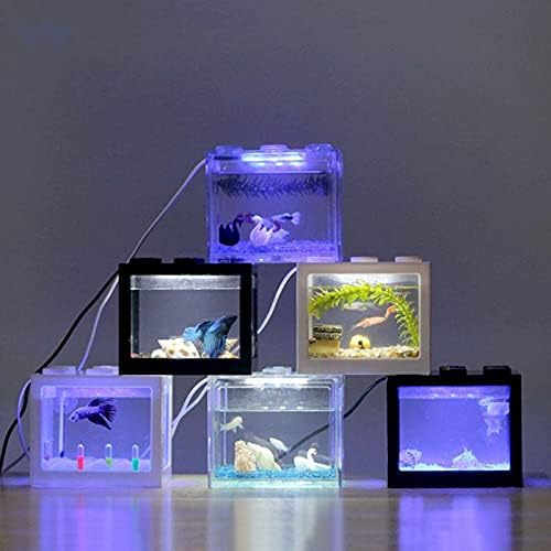 TJLSS Usb Mini Aquarium Fish Tank com lâmpada LED Light Light Home Office Desktop Tea Table Decoration