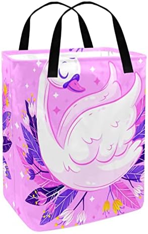 Belo cisne princesa cenário roxo impressão cesta de roupa dobra