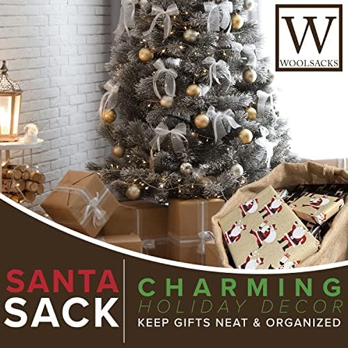 Pacote de artesanato diy de natal - Fabric & Santa Sack | Crie seu próprio papel de embrulho de Natal da Farmhouse | Papai Noel para decoração de Natal