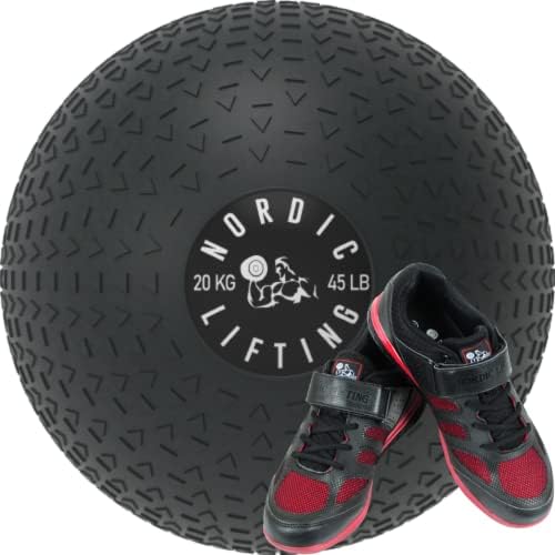 Nordic Lifting Slam Ball 45 lb pacote com sapatos Venja Tamanho 9.5 - Vermelho preto
