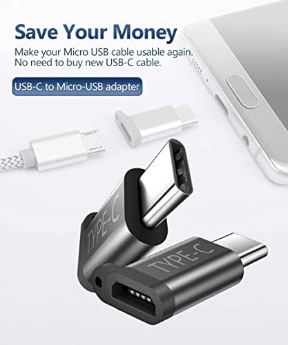 JSAUX Micro USB para USB C Adaptador 4-pacote de alumínio USB Tipo C Adaptador com keychain Carregamento rápido compatível com