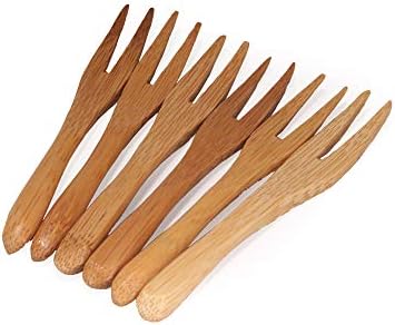 Bamboomn Reutilable Bamboo Apertizer Forks Picks 3,7 marrom carbonizado, 10 pcs