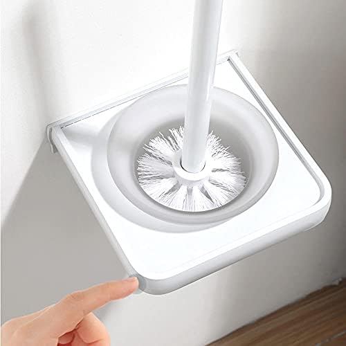 Escovas de vaso sanitário de novo conjunto de escovas de vaso sanitário branco e escovas de banheiro sem perfuração de alumínio/vidro montado na parede para banheiro-banheiro-branco
