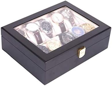 UXZDX Cujux Jewelry Watch Box Organizer para homens com trava e exibição de vidro, estação de relógio para acessórios de jóias masculinos ， preto