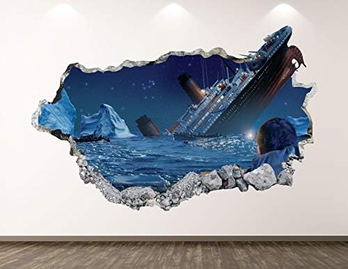 West Mountain Mountain Titanic Wall Decal de Arte Decoração 3D São de navio de passageiros Mural Crianças Sala Vinil