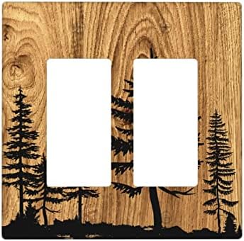 Farmhouse Brown Pine Tree Wood Grain 2 Gangues Light Switch Plate