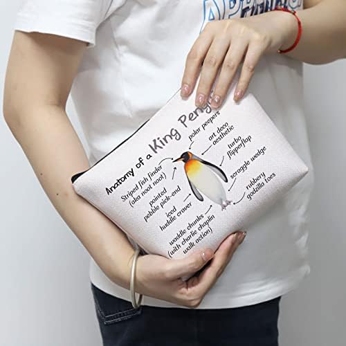 Bolsa de maquiagem cosmética pinguim Penguin Amante Presente Anatomia de uma bolsa de zíper de maquiagem do rei pinguim para mulheres meninas