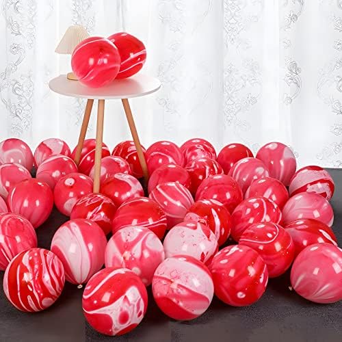Balões de corante de tie vermelho 30pcs 12 polegadas de mármore ágata Balões de redemoinho para festas de aniversário de tie de corante, Candyland, Bachelorette, Decorações de festa hippie divertidas