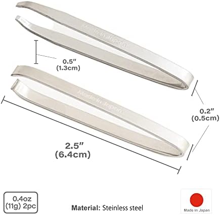 Pinça de sobrancelha [Made in Japan] 2 Peças, Profissional Hande fez pinças afiadas para homens e mulheres