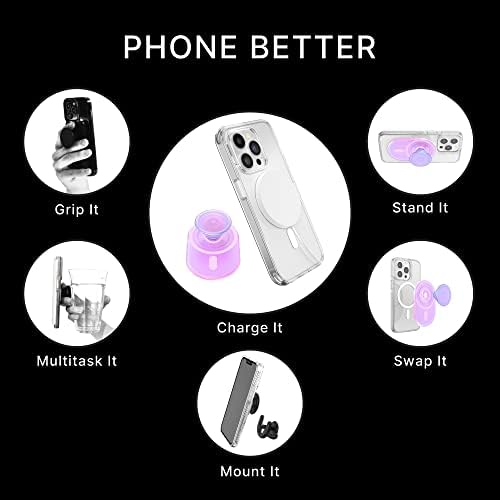 Popsockets Phone Grip Compatível com MagSafe, porta -telefone, carregamento sem fio compatível - rosa opalescente