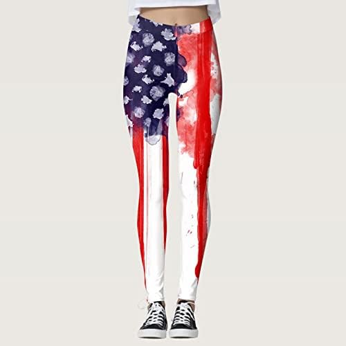 American Flag 4 de Julho Leggings Womens Controle American Flag Troushers Buttless Leggings Leggings Calças Capri