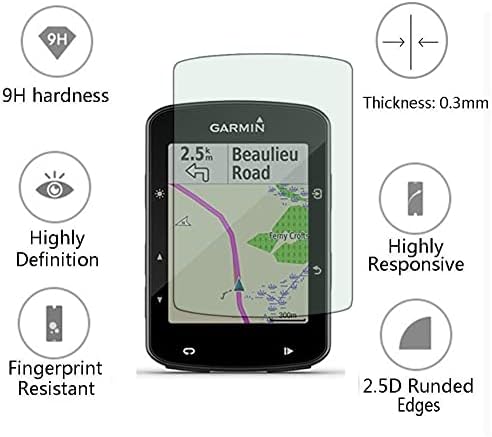 Protetor de tela Shuaxi para Garmin Edge 520 Plus/Edge 520 GPS e tampa da caixa de silicone, filme de vidro temperado anti-arranhão de alta definição de cobertura total transparente, 80*55mm