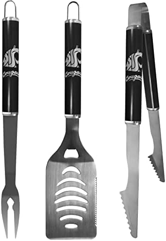 Siskiyou Sports NCAA Washington State Cougars 3 PC aço para churrasco de aço em preto, tamanho único