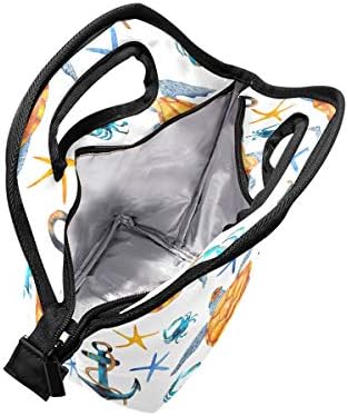 HEOEH Tartaruga marinha âncora saco de lanchonete com uma bolsa de lanchonete com uma bolsa com zíper isolado para lanchone
