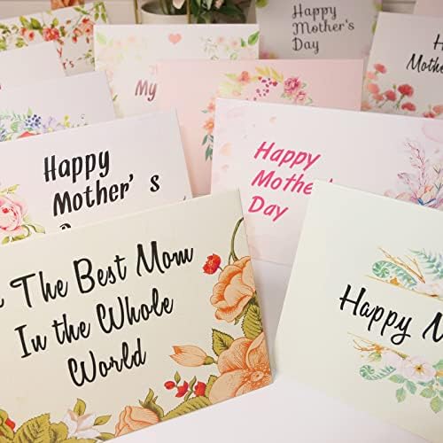 Haddiy Happy Mothers Day Cards Bulk, 12 Set Floral Day Day Greeting Cartões de nota com envelopes e adesivos para