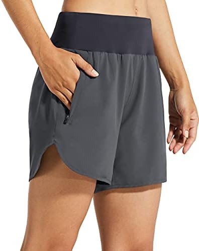 Libin Feminino 5 polegadas de corrida atlética com liner shorts de ginástica de exercícios secos rápidos para esportes de lounge com bolsos de zíper