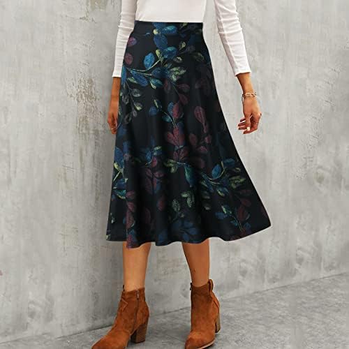Salia feminina Conjunto de saia feminina de moda de bolso cintura elástica solta uma saia em forma de saias bonitas para meninas