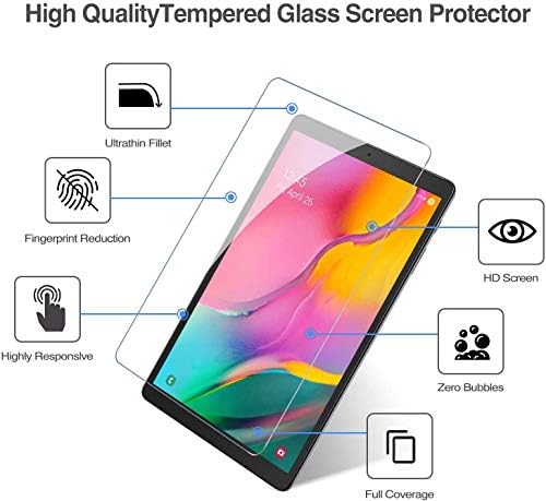 Tantek [Protetor de tela de 3 pacote para o modelo Samsung Galaxy Tab A 10.1 2019, Sm-T510/T515, filme de vidro temperado, Ultra Clear, Anti Scratch, Bubble Free
