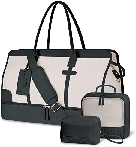 Etronik Weekender Bag Overnight for Women, Bolsa de Duffle de viagem grande com compartimento de sapatos e bolso molhado,