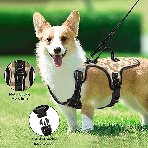 KFBE Digital Camouflage Cair Caia de Cancos de colete de cachorro e coleira conjunta para caminhar com faixa refletiva confortável e segura para treinar controle de caminhada S