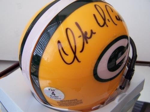 Treinador da Packers Mike McCarthy assinou a mini -autêntica autêntica - Autograph Certified Certified Letter of Authentic - Autographed NFL Mini Celmets