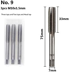 3PCS Métrica Torneiras de rosca hss para parafuso Torneira Bin Bit Definir Torneiras de flauta reta Taps Hand Tools, M10x1.5